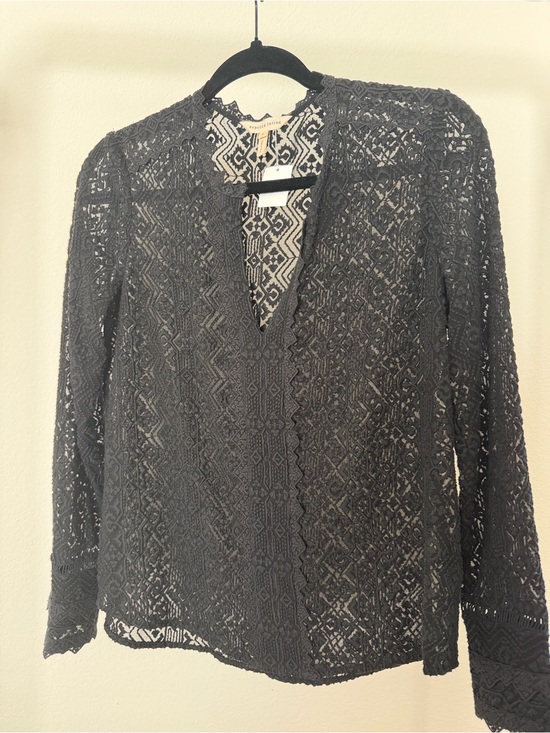 Rebecca Taylor Tops - Rebecca Taylor Black Lace V-Neck Blouse